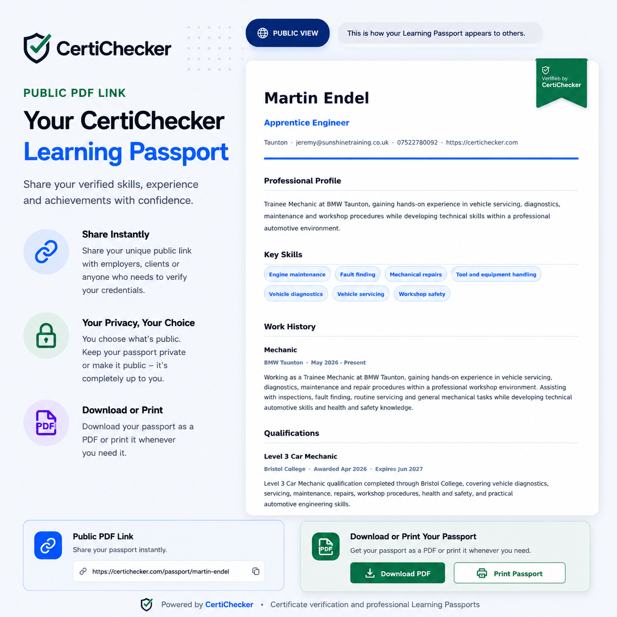 CertiChecker Learning Passport PDF download view