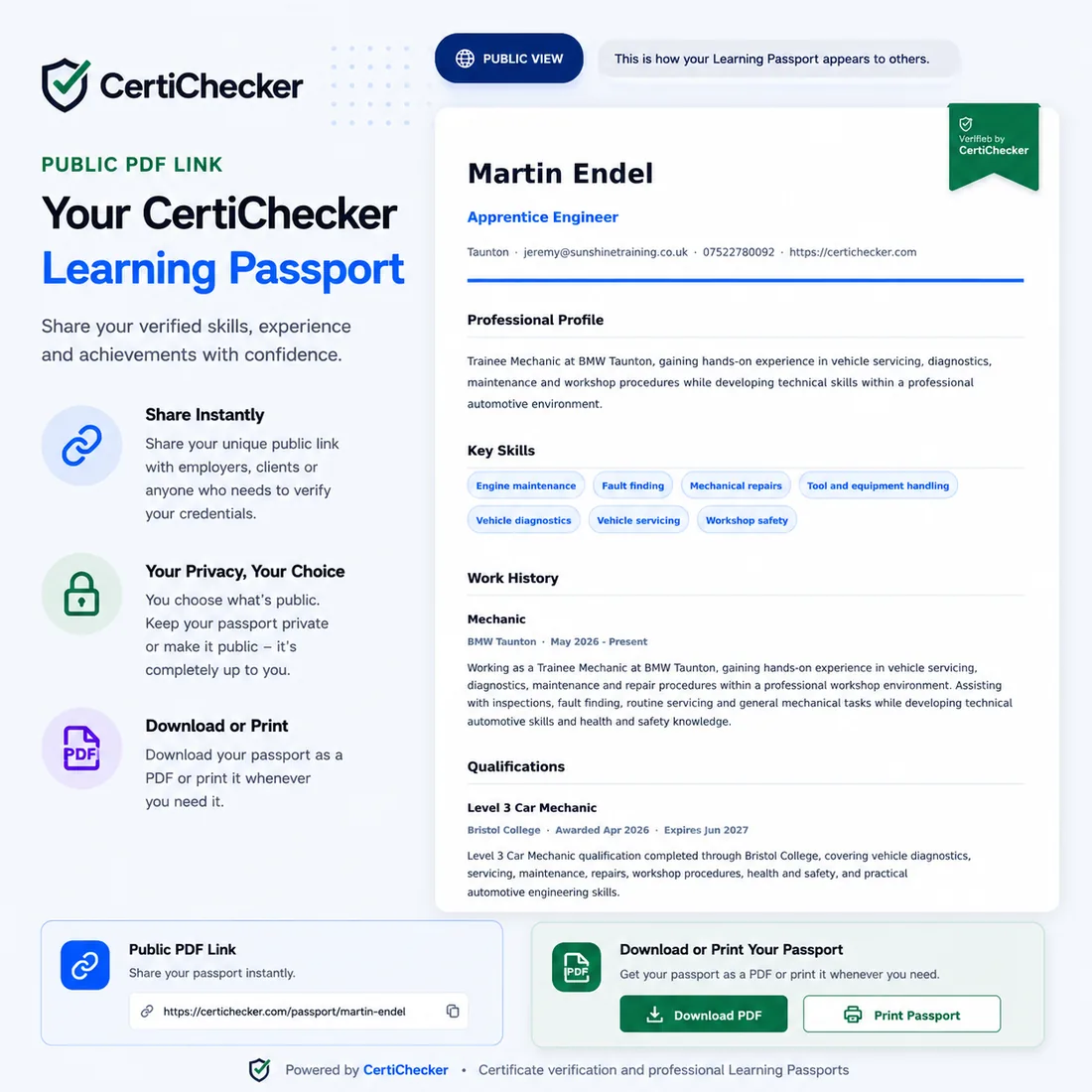 CertiChecker Learning Passport PDF download view